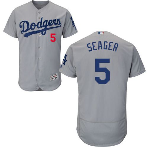 Dodgers #5 Corey Seager Grey Flexbase Authentic Collection Stitched MLB Jersey - Click Image to Close